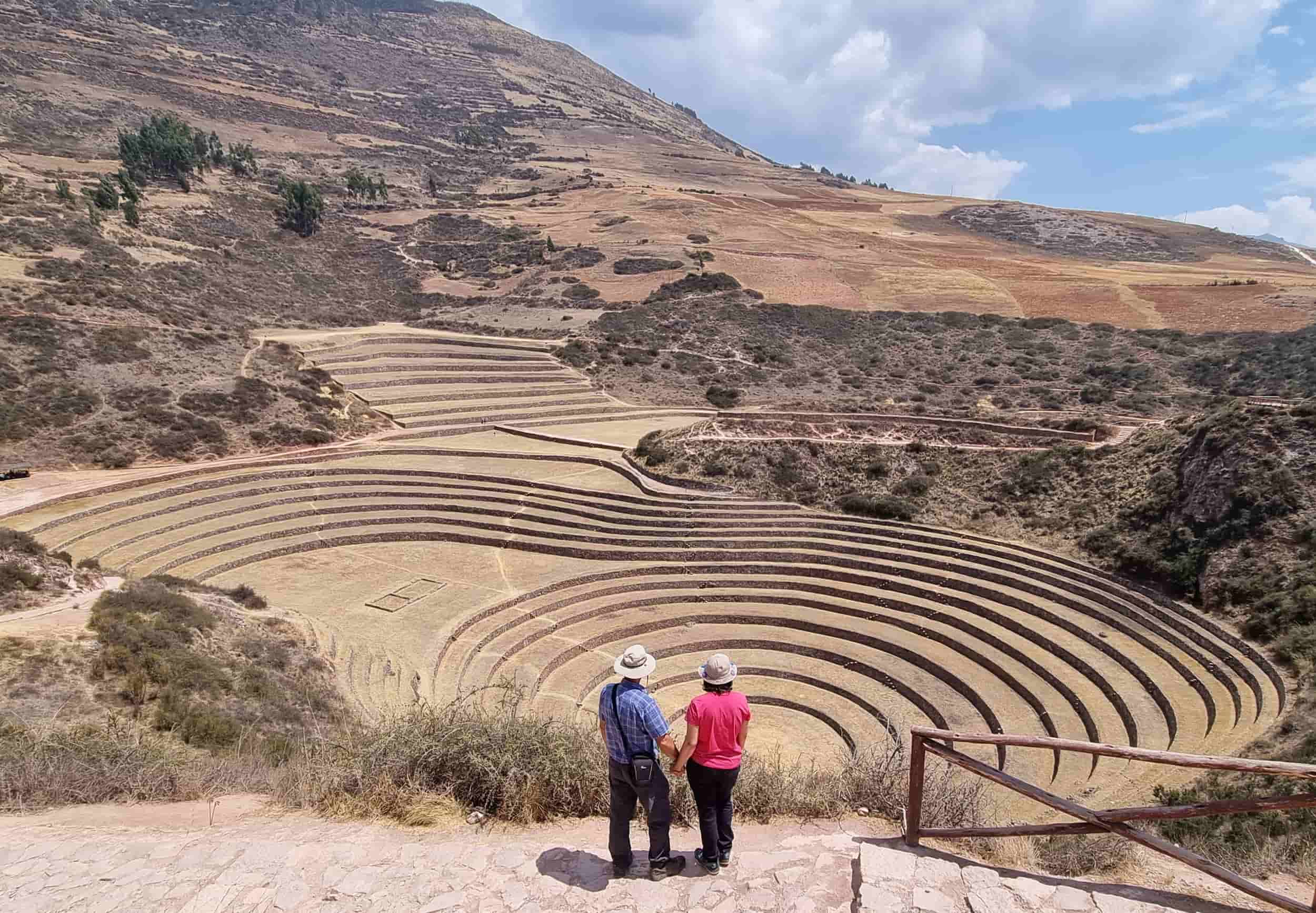 View of Moray terraces in Peru, circular Inca structures believed to have been used for agricultural experiments. View of Moray terraces in Peru, circular Inca structures believed to have been used for agricultural experiments.