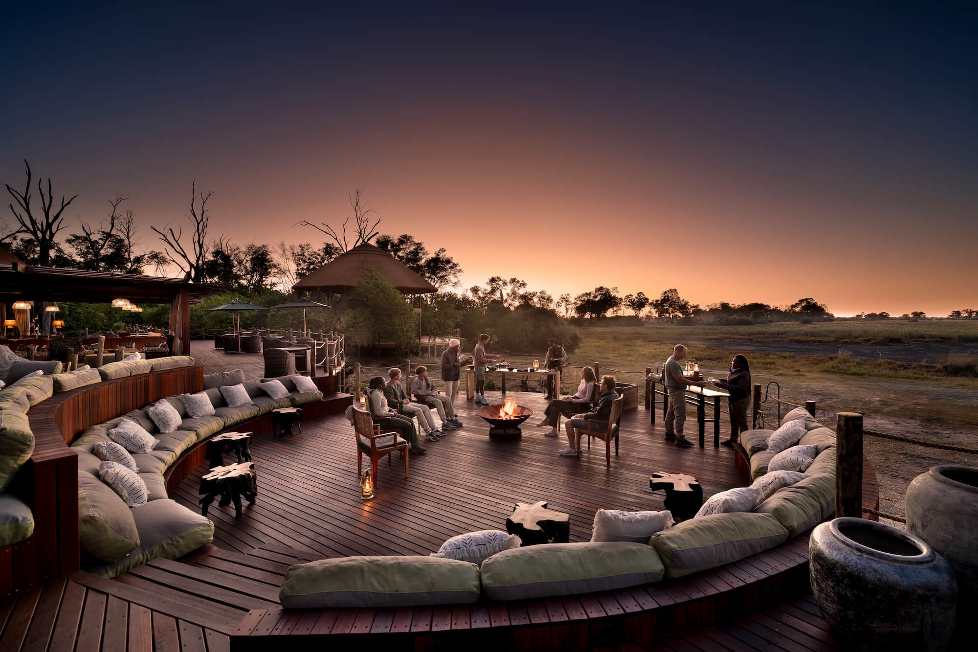 Atzaro camp at sunset, Okavango Delta, Botswana