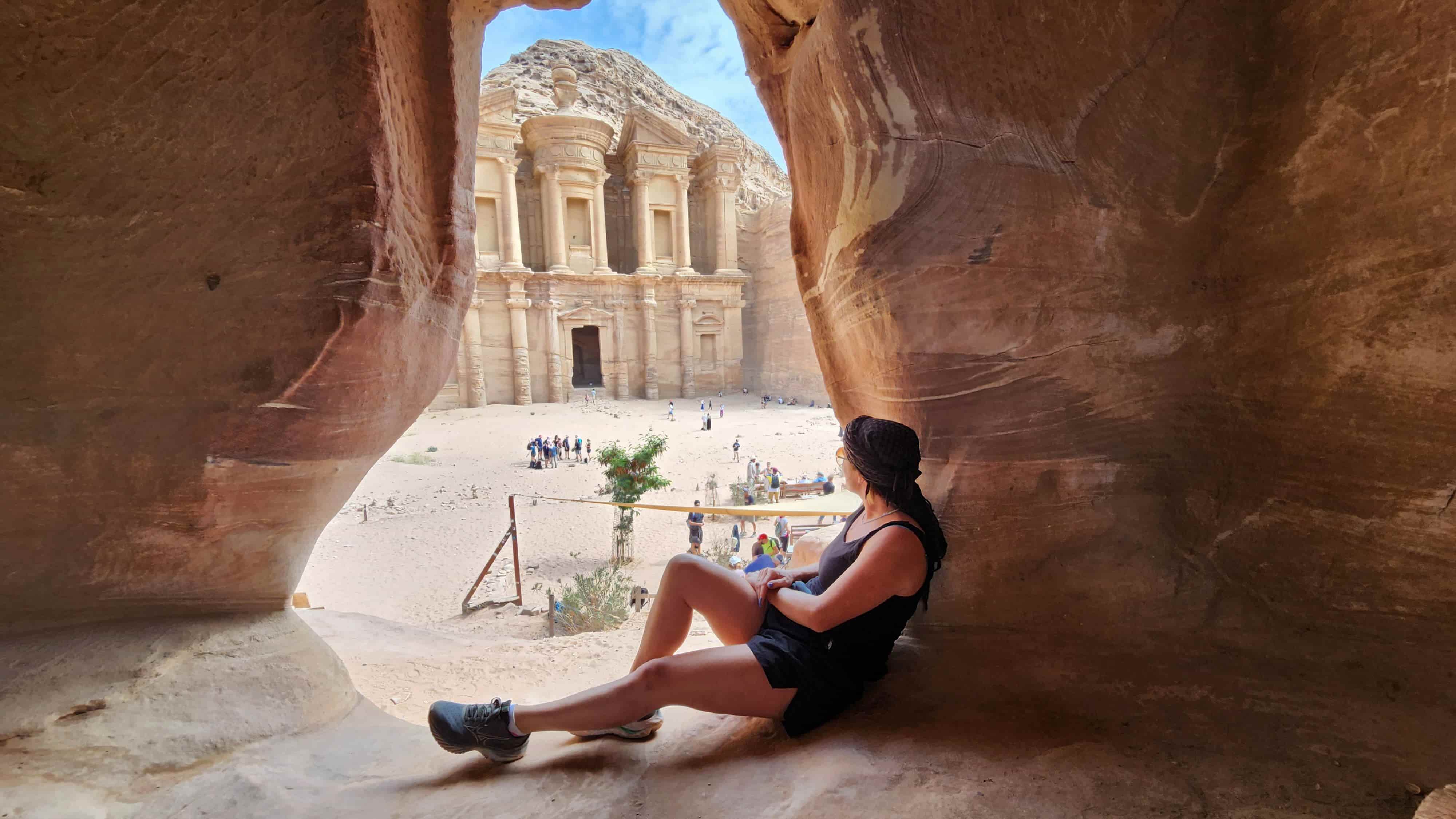 Rach, founder of Viva exploring ancient Petra in Jordan.