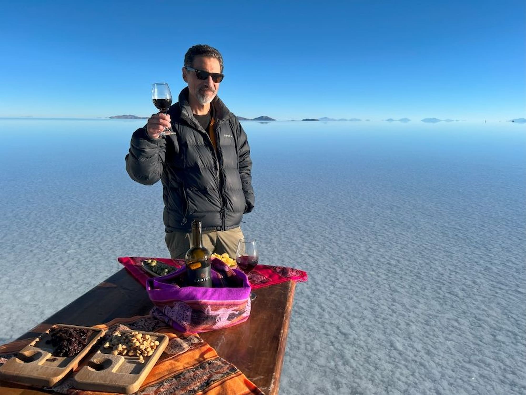 Savoring wine on the salt flats. Savoring wine on the salt flats.