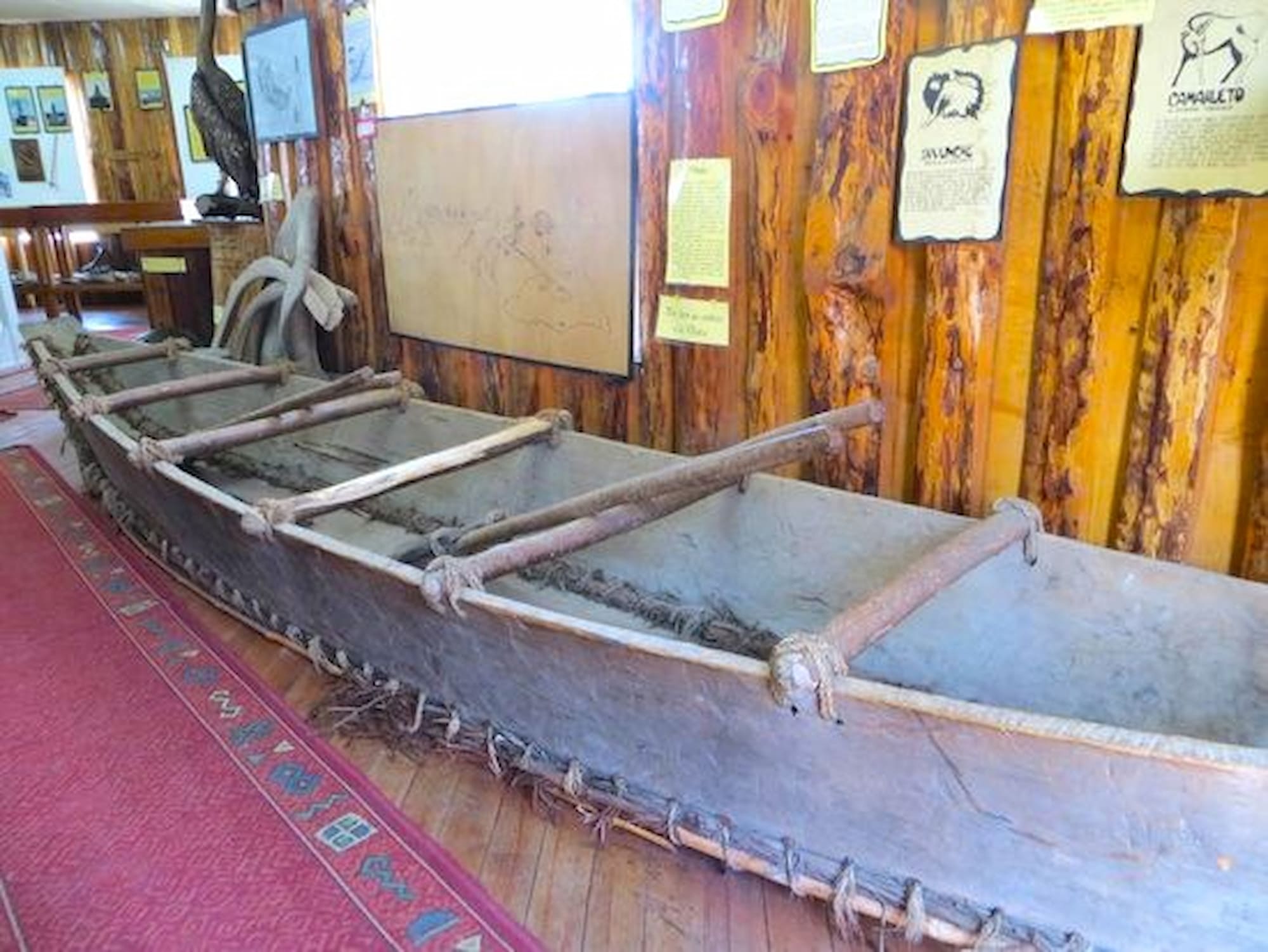 Traditional dugout canoe in Patagonia