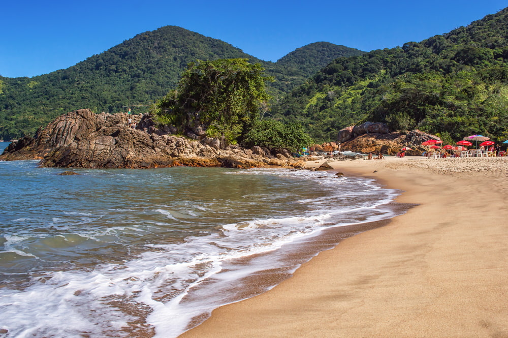 Beautiful Turquoise Water Color Beaches in Trindade Town, Brazil.